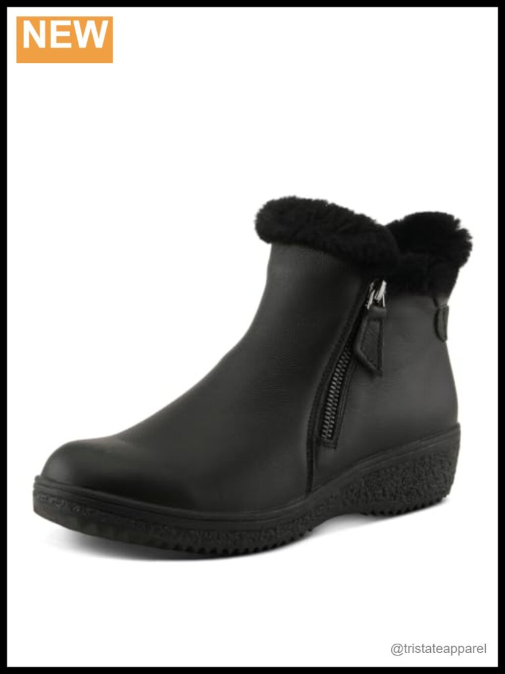 Suede Leather Bootie Ankle High Heel Zip Faux Fur Trim Water Resistant